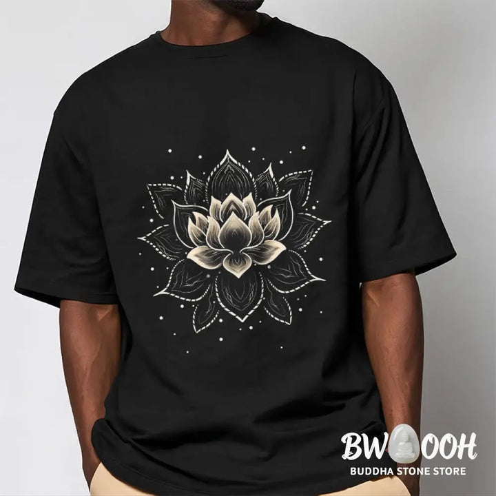 Buddha Stones Golden Lotus Flower Design Tee T-shirt - T-Shirts