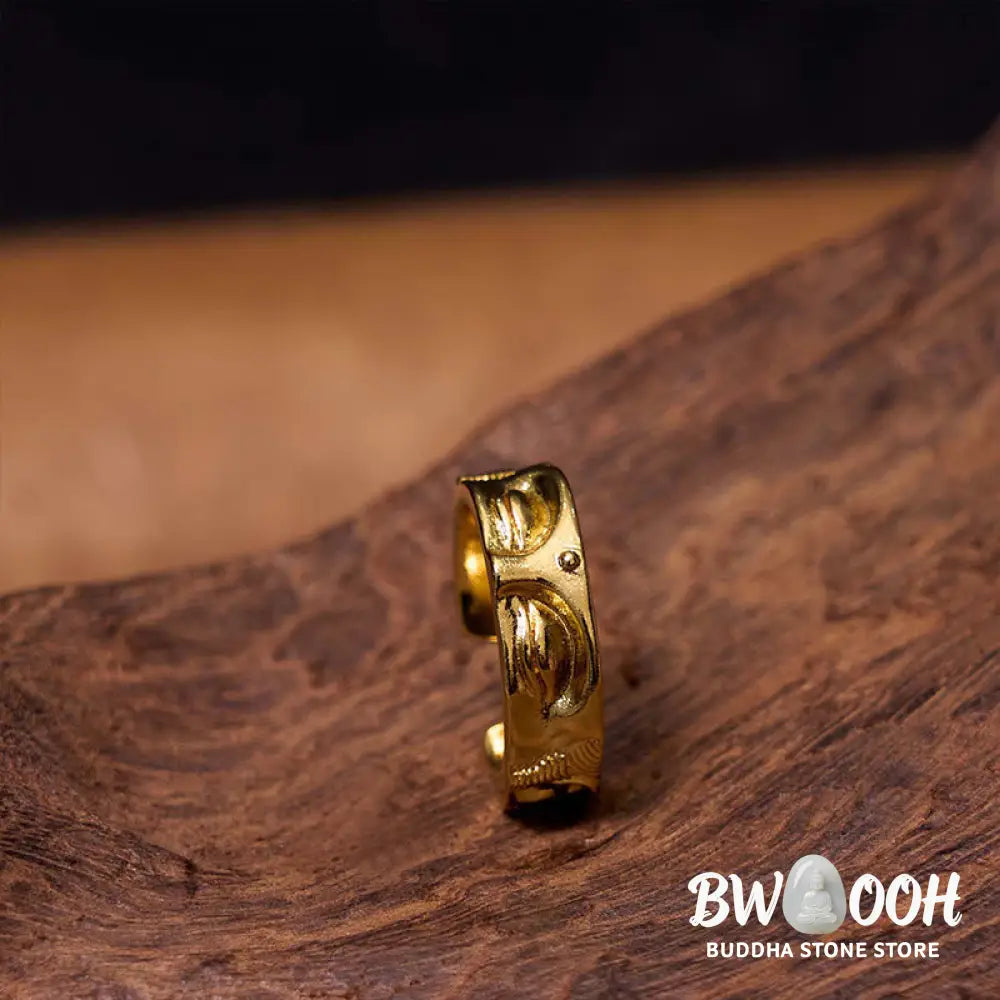 Buddha Stones Golden Meditation Buddha Serenity Copper Adjustable Ring - Buddha(Adjustable) - Ring