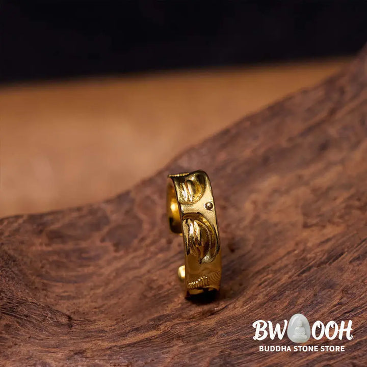Buddha Stones Golden Meditation Buddha Serenity Copper Adjustable Ring - Buddha(Adjustable) - Ring