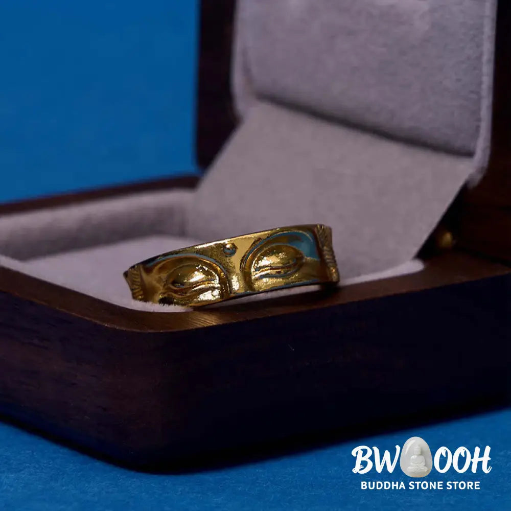 Buddha Stones Golden Meditation Buddha Serenity Copper Adjustable Ring - Buddha(Adjustable) - Ring