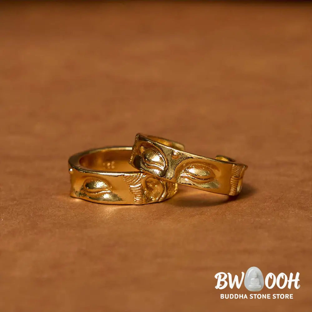 Buddha Stones Golden Meditation Buddha Serenity Copper Adjustable Ring - Buddha(Adjustable) - Ring