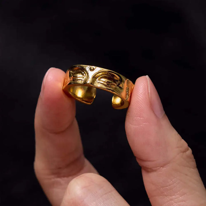 BWOOOH Golden Meditation Buddha Serenity Copper Adjustable Ring — Copper spiritual jewelry for spiritual healing and mindf...
