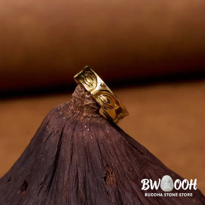 Buddha Stones Golden Meditation Buddha Serenity Copper Adjustable Ring - Buddha(Adjustable) - Ring