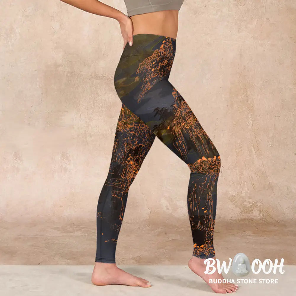 BWOOOH printed yoga leggings - Golden Mountains Clouds Print Gym Leggin