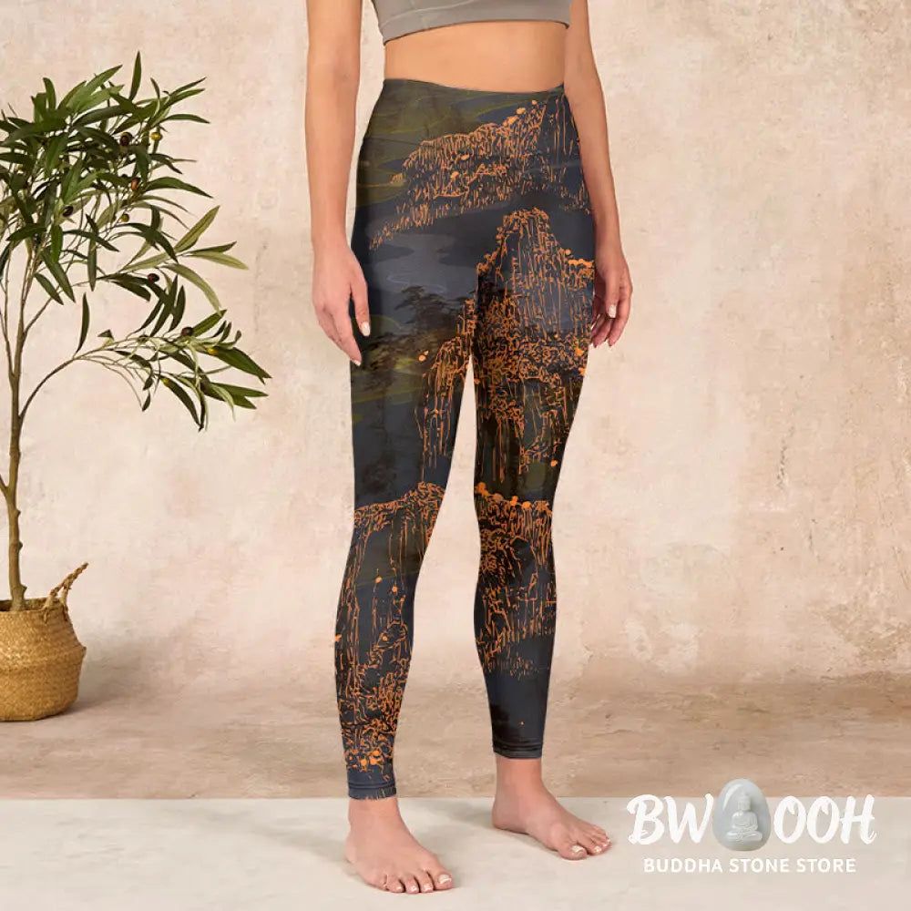 BWOOOH printed yoga leggings - Golden Mountains Clouds Print Gym Leggin