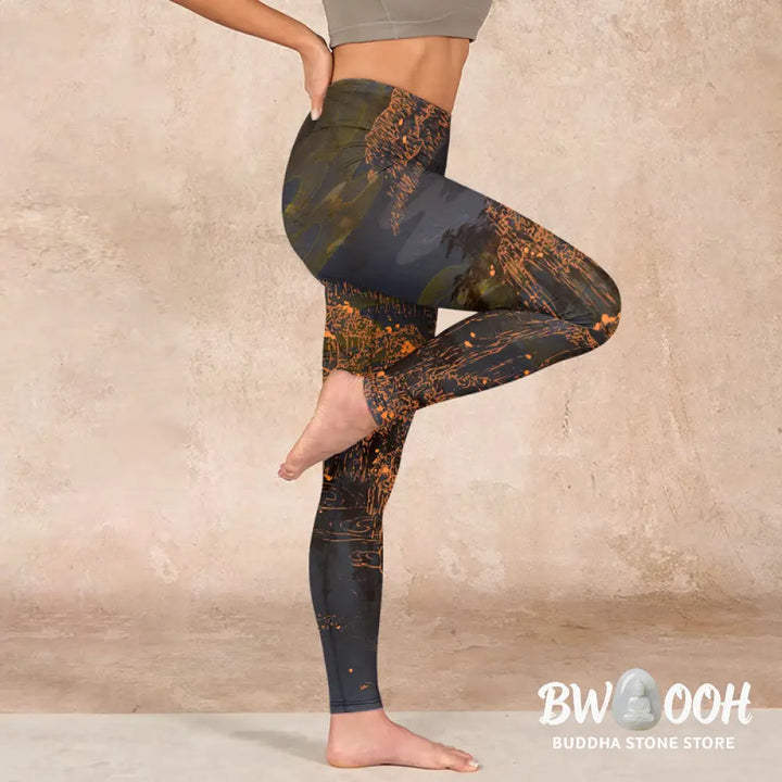 BWOOOH printed yoga leggings - Golden Mountains Clouds Print Gym Leggin