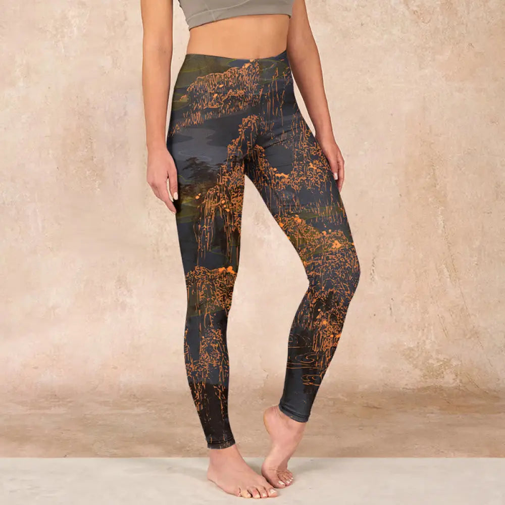 BWOOOH printed yoga leggings - Golden Mountains Clouds Print Gym Leggin