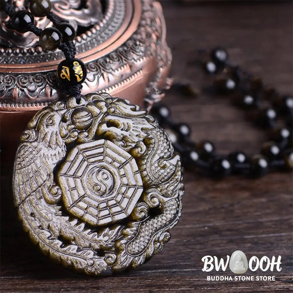 Buddha Stones Golden Obsidian Healing Energy Necklace Pendant - BWOOOH - Golden Obsidian Necklace - Necklaces &amp; Pendants