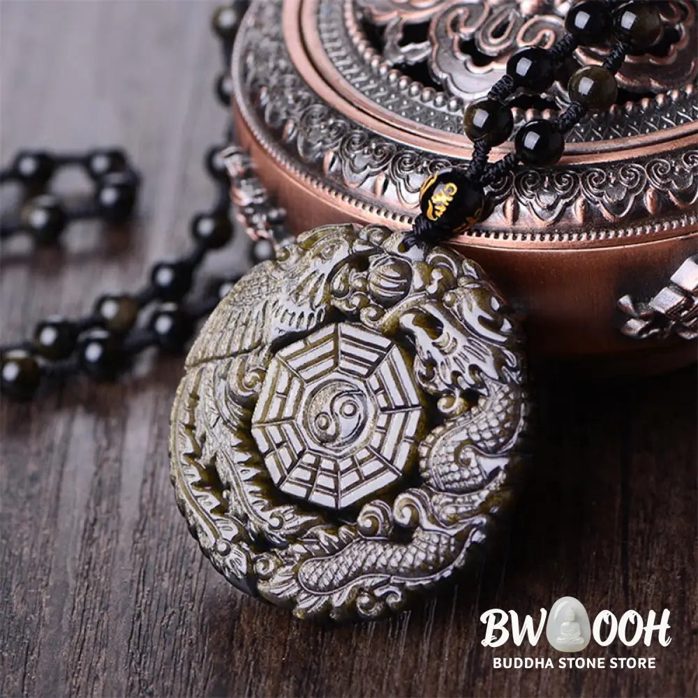 Buddha Stones Golden Obsidian Healing Energy Necklace Pendant - BWOOOH - Golden Obsidian Necklace - Necklaces &amp; Pendants
