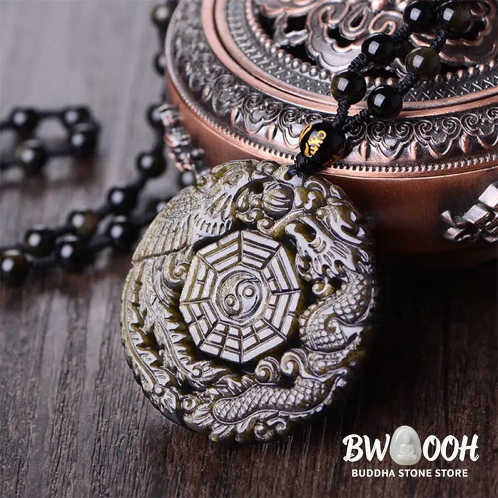 Buddha Stones Golden Obsidian Healing Energy Necklace Pendant - BWOOOH - Golden Obsidian Necklace - Necklaces &amp; Pendants