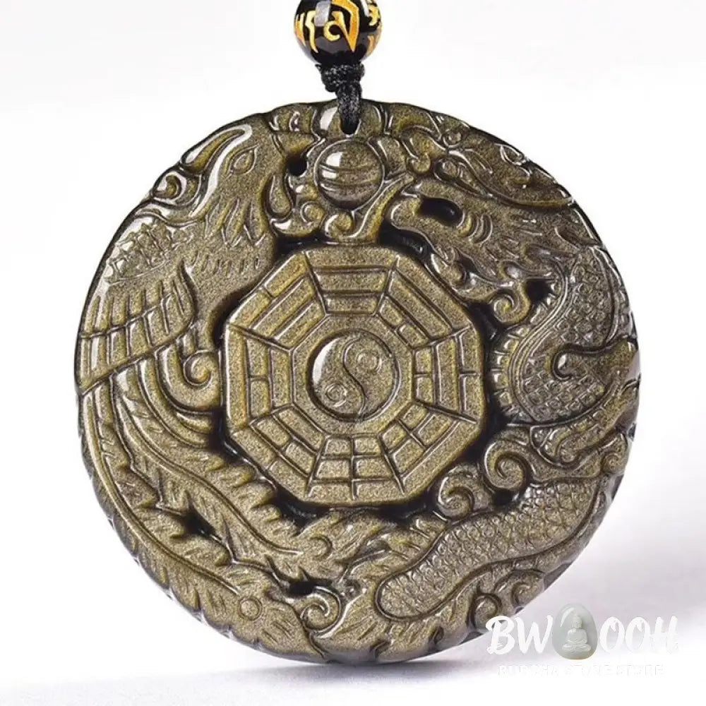 Buddha Stones Golden Obsidian Healing Energy Necklace Pendant - BWOOOH - Golden Obsidian Necklace - Necklaces &amp; Pendants