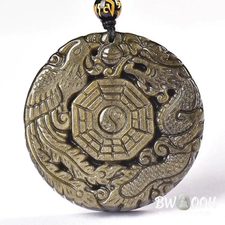 Buddha Stones Golden Obsidian Healing Energy Necklace Pendant - BWOOOH - Golden Obsidian Necklace - Necklaces &amp; Pendants