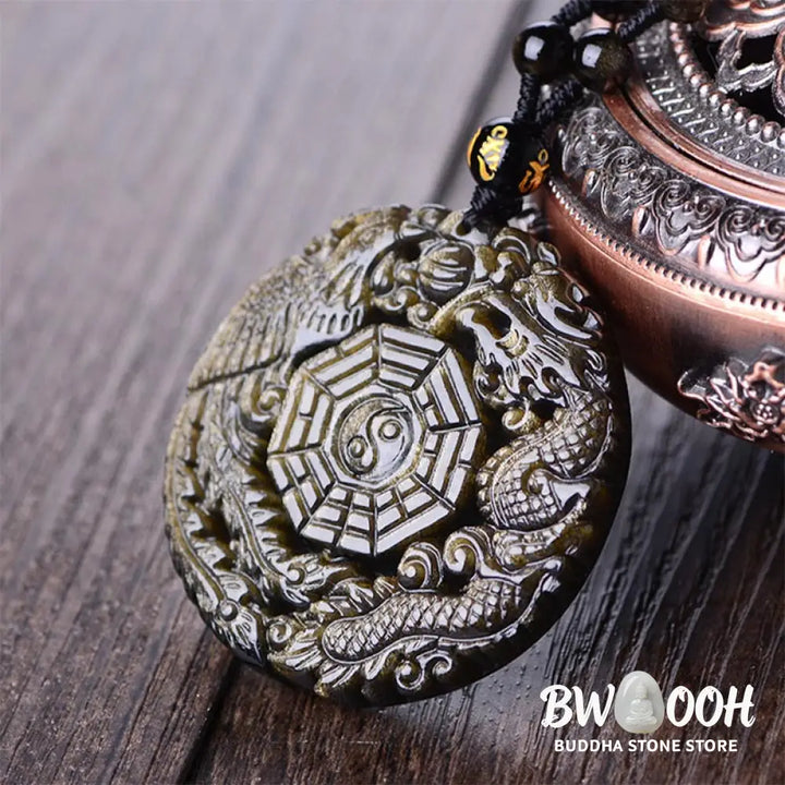 Buddha Stones Golden Obsidian Healing Energy Necklace Pendant - BWOOOH - Golden Obsidian Necklace - Necklaces &amp; Pendants