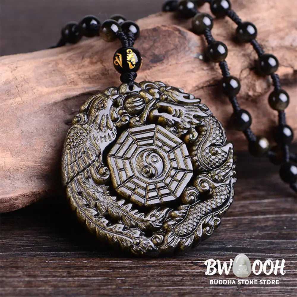 Buddha Stones Golden Obsidian Healing Energy Necklace Pendant - BWOOOH - Golden Obsidian Necklace - Necklaces &amp; Pendants