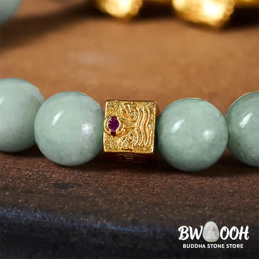 Buddha Stones Golden Pi Xiu Charm Jade Luck Prosperity Beaded Bracelet - Bracelet