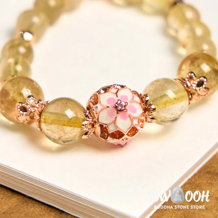 Buddha Stones Golden Rutilated Quartz Wealth Key Chain Hanging Decoration - Rutilated Quartz - Key Chain