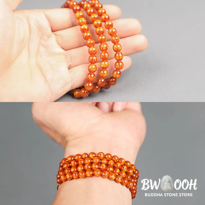 BWOOOH Golden Sea Willow Success Positive Bracelet Mala, handcrafted from synthetic Golden Sea Willow. Features rich golden hues, polished beads (various sizes like 15mm, 18mm, 108-bead configurations), and an elastic string, worn for mindfulness, prosperity, and spiritual balance. - View 17