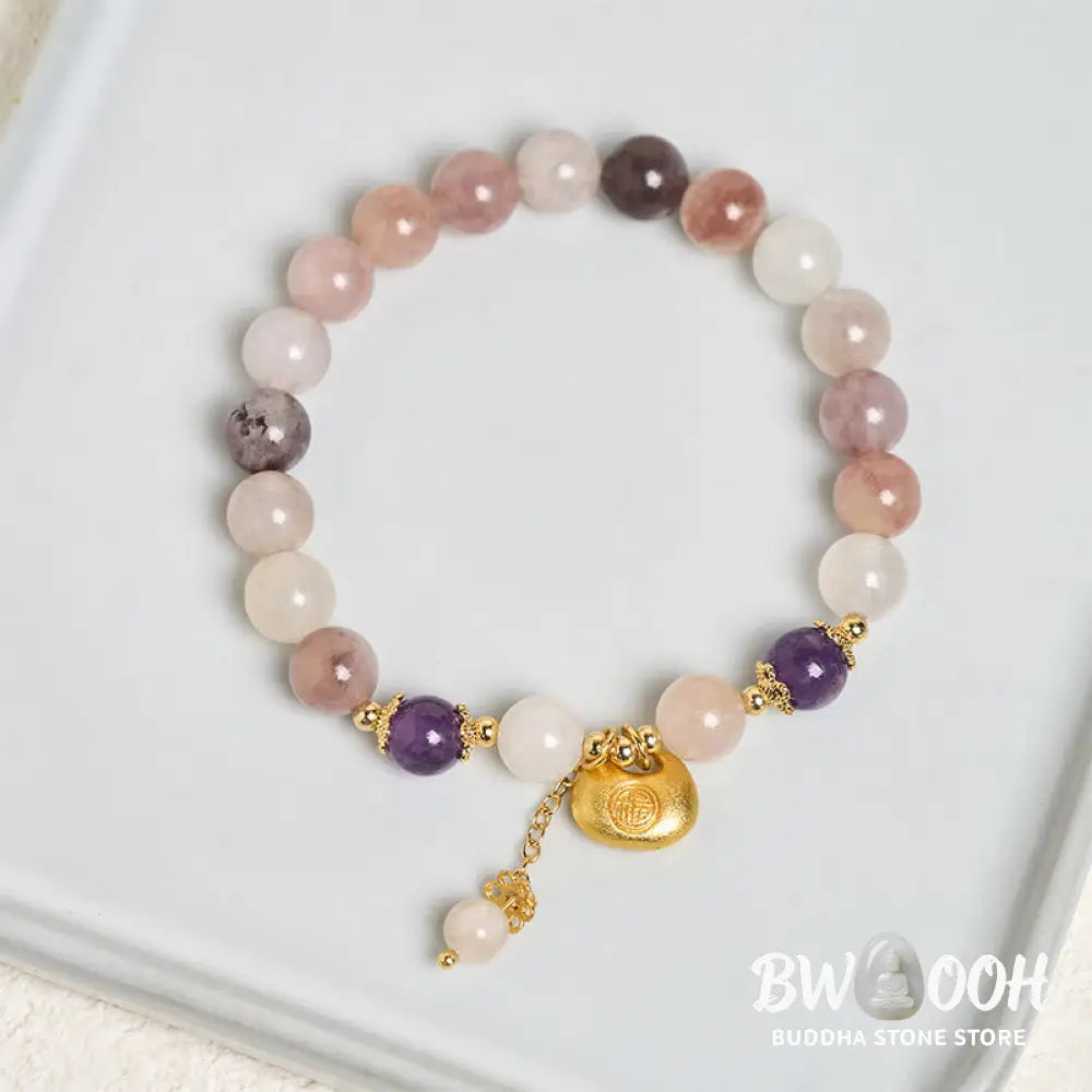 Buddha Stones Golden Silk Jade Fu Character Rabbit Ward Off Evil Spirits Bracelet - Bracelet