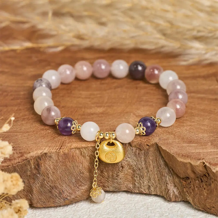 Buddha Stones Golden Silk Jade Fu Character Rabbit Ward Off Evil Spirits Bracelet - Golden Silk Jade Fu Character