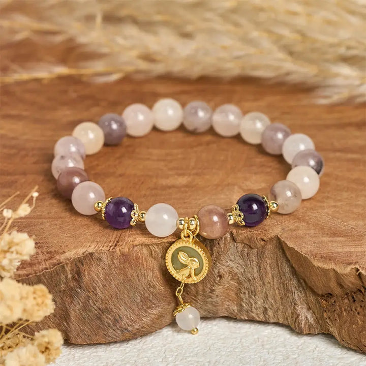 Buddha Stones Golden Silk Jade Fu Character Rabbit Ward Off Evil Spirits Bracelet - Golden Silk Jade Rabbit (Wrist