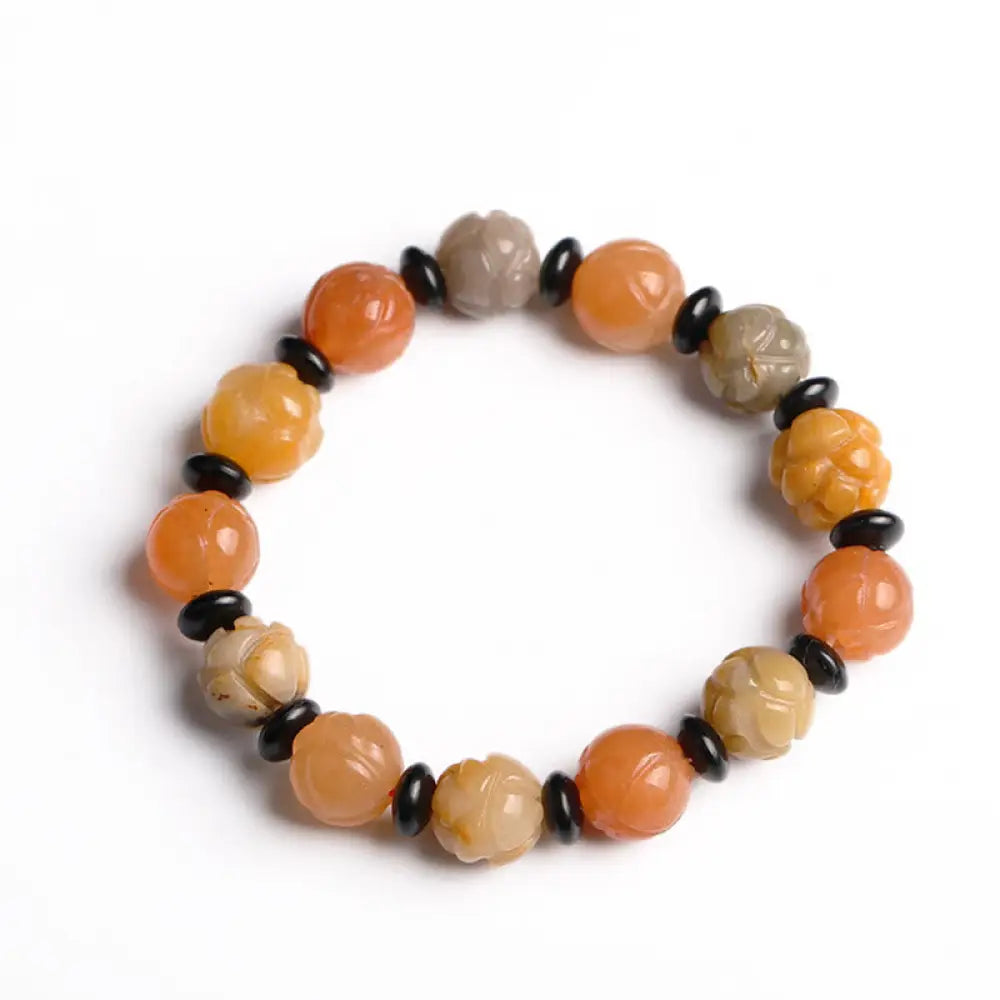 BWOOOH Golden Silk Jade Lotus Wealth Luck Bracelet - Bracelet