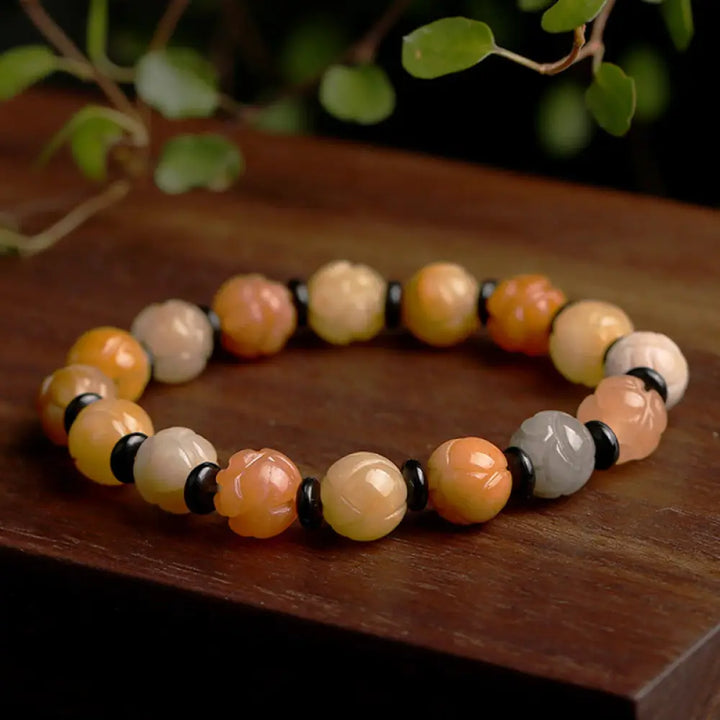 BWOOOH Golden Silk Jade Lotus Wealth Luck Bracelet - Bracelet
