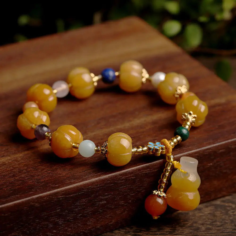 BWOOOH Golden Silk Jade Pixiu Wealth Bracelet - BWOOOH - 1 - Bracelet