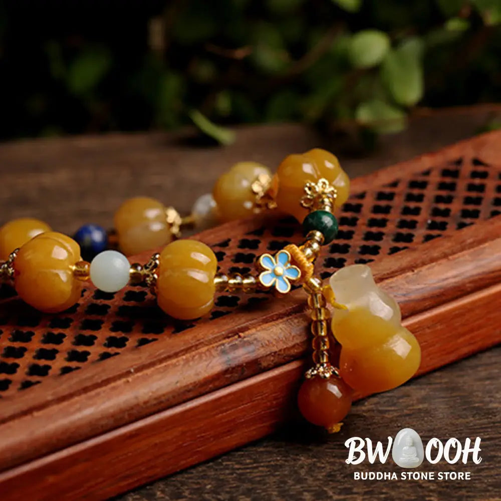 Buddha Stones Golden Silk Jade Pixiu Wealth Bracelet - BWOOOH - Bracelet