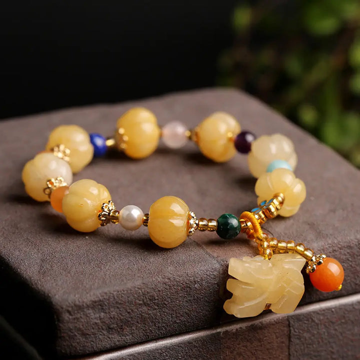 Buddha Stones Golden Silk Jade Pixiu Wealth Bracelet - BWOOOH - 2 - Bracelet