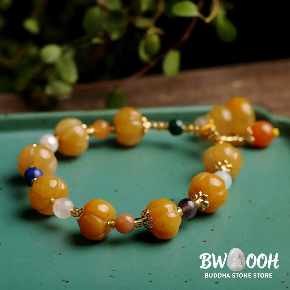 Buddha Stones Golden Silk Jade Pixiu Wealth Bracelet - BWOOOH - Bracelet
