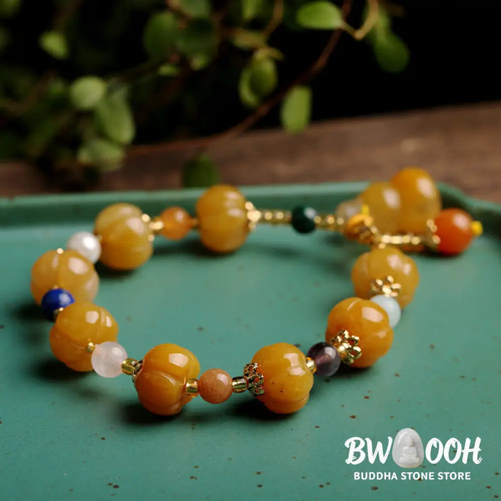 Buddha Stones Golden Silk Jade Pixiu Wealth Bracelet - BWOOOH - Bracelet