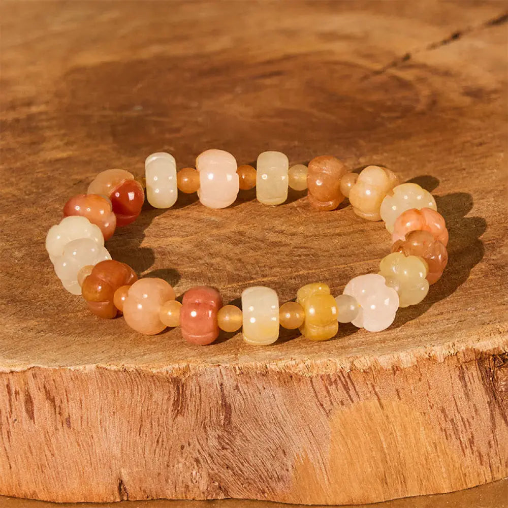 BWOOOH Golden Silk Jade Pumpkin Beads Wealth Luck Bracelet — Jade jade bracelet for spiritual healing and mindful living
