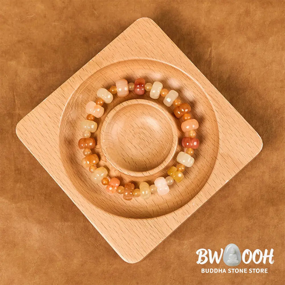 Buddha Stones Golden Silk Jade Pumpkin Beads Wealth Luck Bracelet - BWOOOH - Golden Silk Jade(Wrist Circumference: