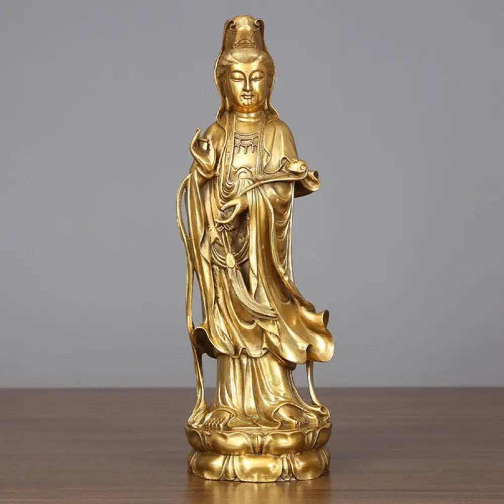 BWOOOH copper Kwan Yin statue - Golden Standing Kwan Yin Avalokites