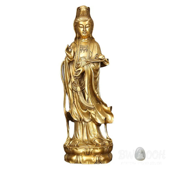 BWOOOH copper Kwan Yin statue - Golden Standing Kwan Yin Avalokites
