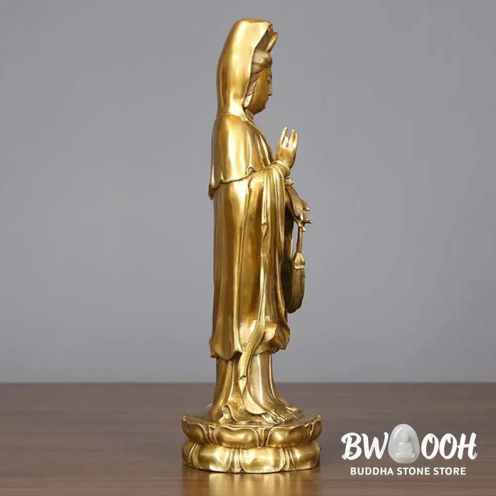 BWOOOH copper Kwan Yin statue - Golden Standing Kwan Yin Avalokites