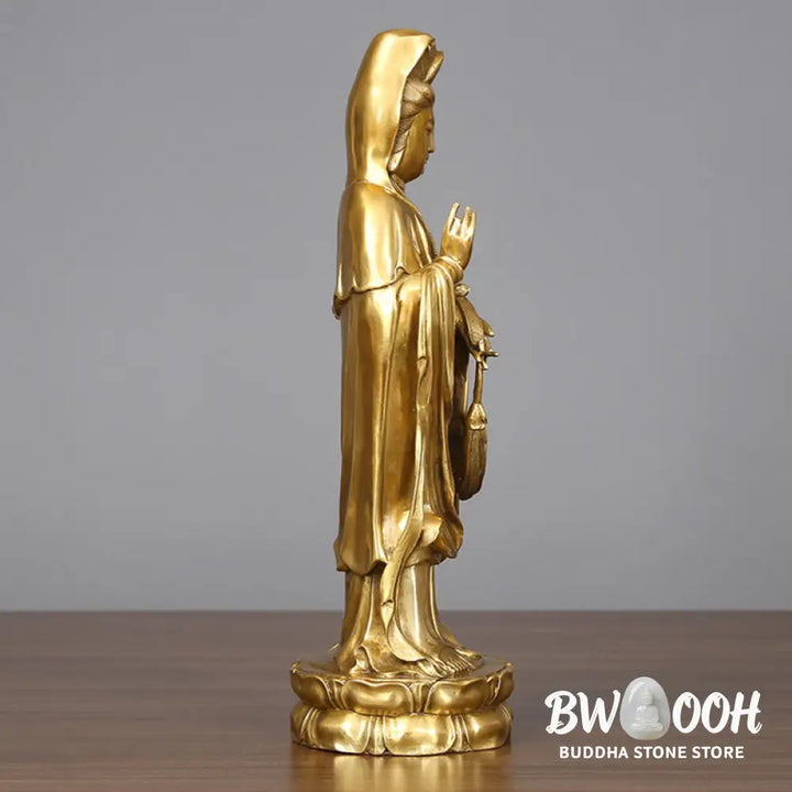 BWOOOH copper Kwan Yin statue - Golden Standing Kwan Yin Avalokites