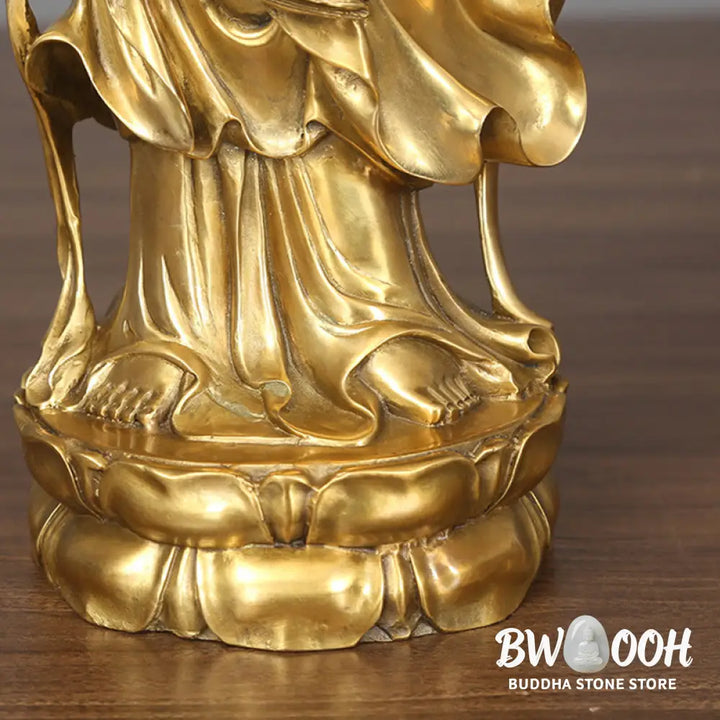 BWOOOH copper Kwan Yin statue - Golden Standing Kwan Yin Avalokites