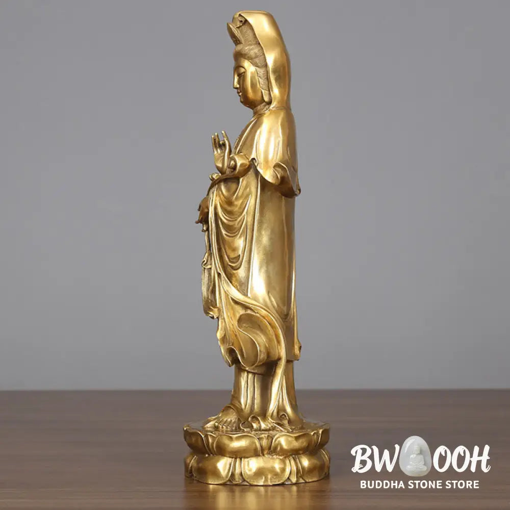 BWOOOH copper Kwan Yin statue - Golden Standing Kwan Yin Avalokites