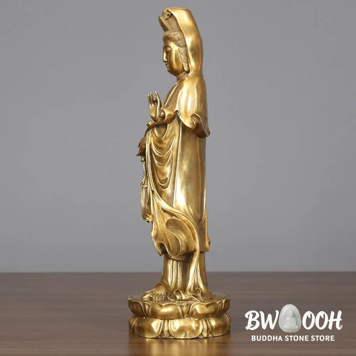 BWOOOH copper Kwan Yin statue - Golden Standing Kwan Yin Avalokites