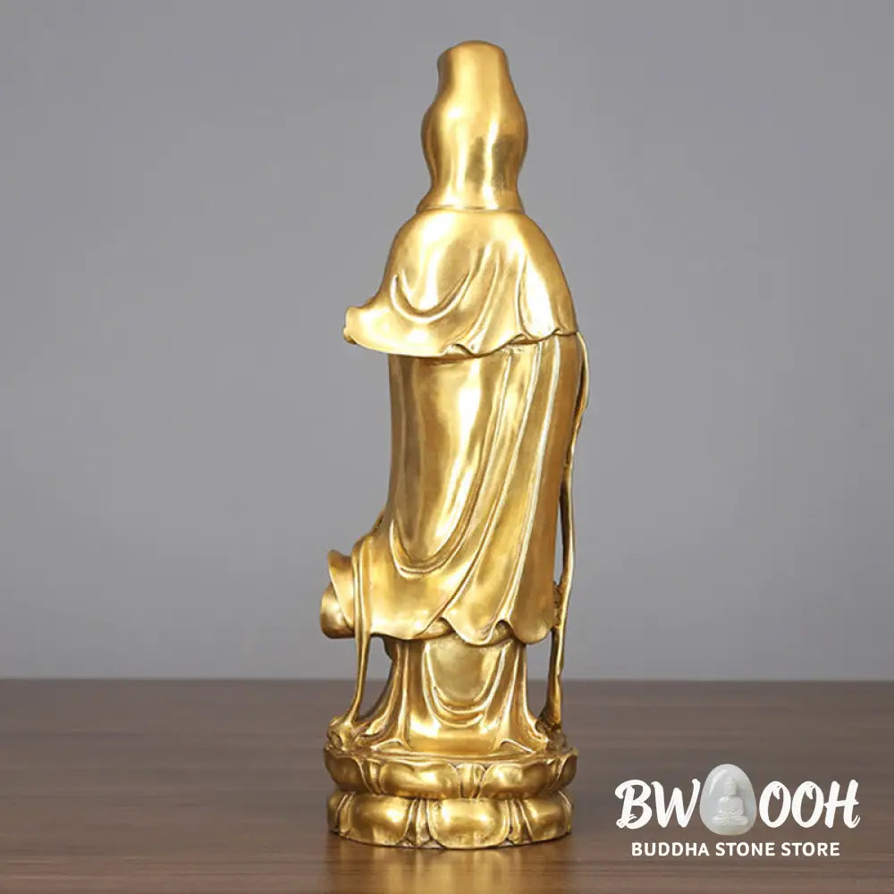 BWOOOH copper Kwan Yin statue - Golden Standing Kwan Yin Avalokites