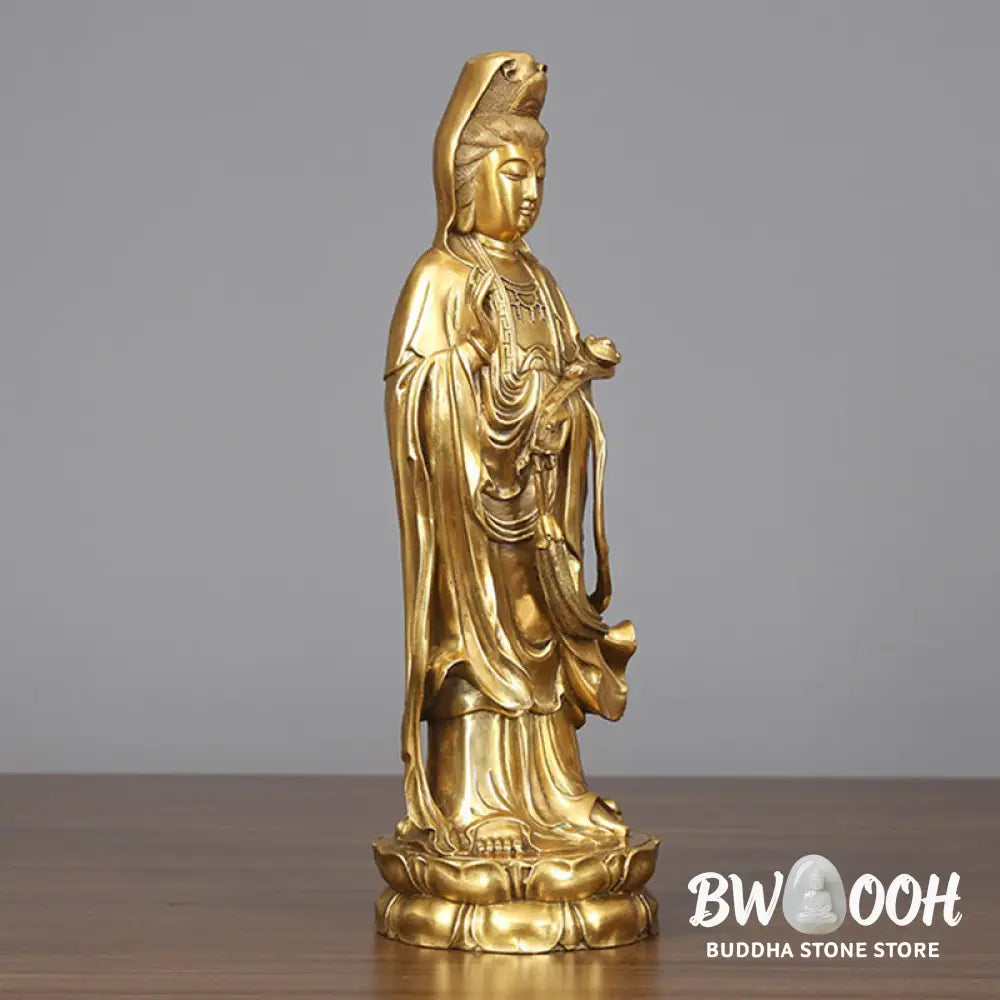 BWOOOH copper Kwan Yin statue - Golden Standing Kwan Yin Avalokites
