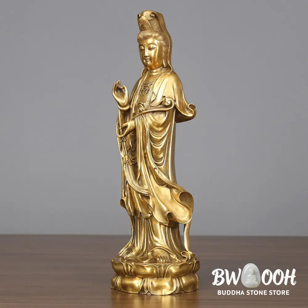 BWOOOH copper Kwan Yin statue - Golden Standing Kwan Yin Avalokites