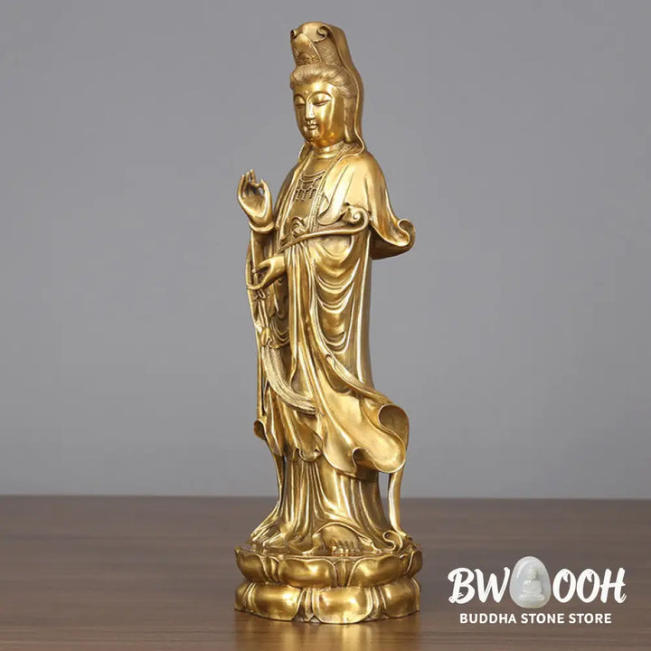 BWOOOH copper Kwan Yin statue - Golden Standing Kwan Yin Avalokites