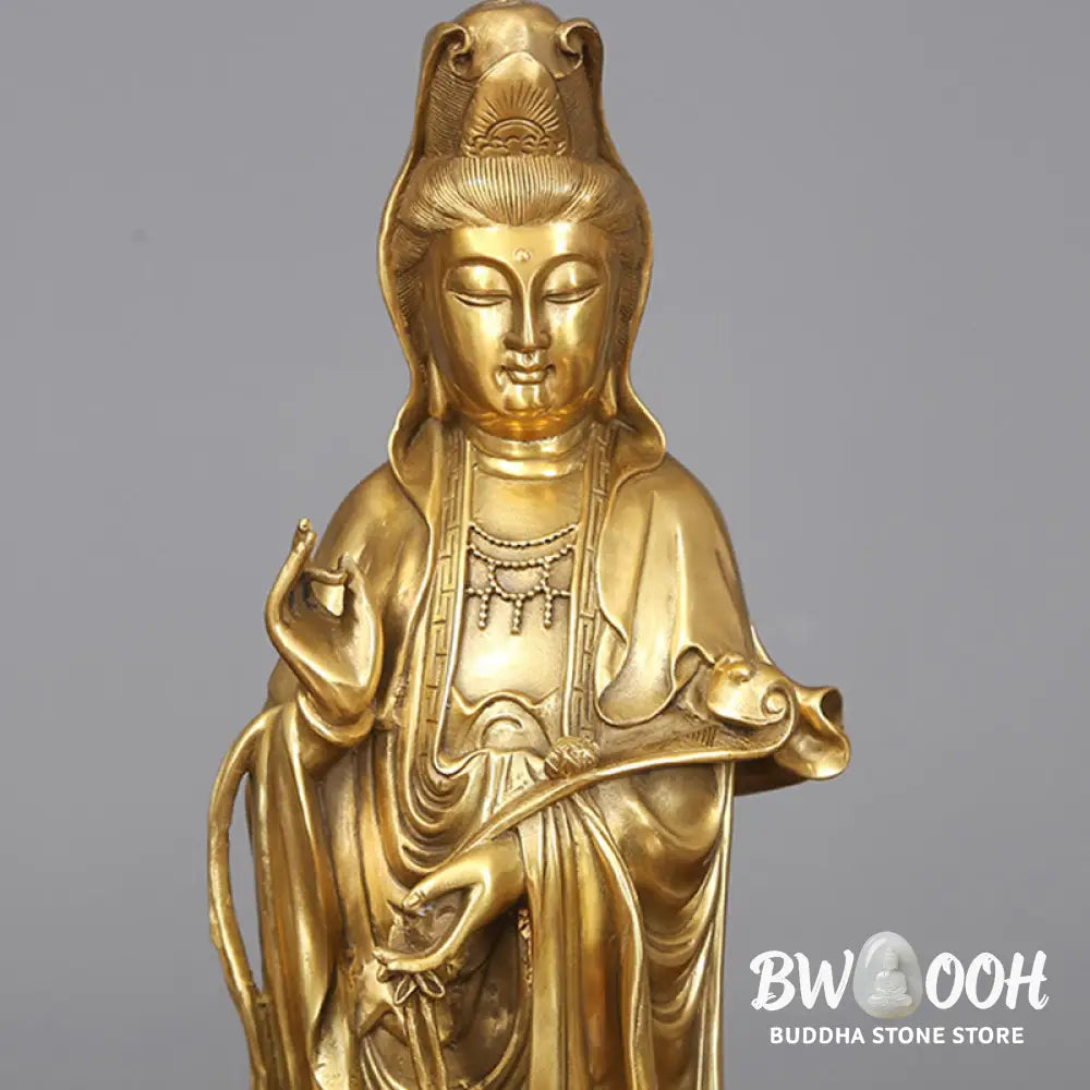 BWOOOH copper Kwan Yin statue - Golden Standing Kwan Yin Avalokites