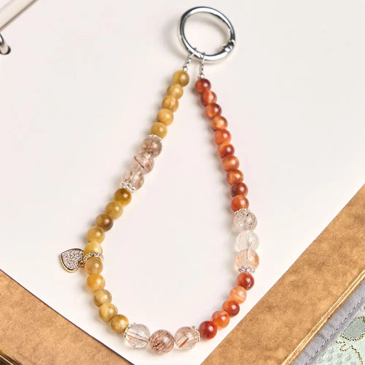 BWOOOH Golden Tiger Eye Red Tiger Eye Heart Charm Strengt