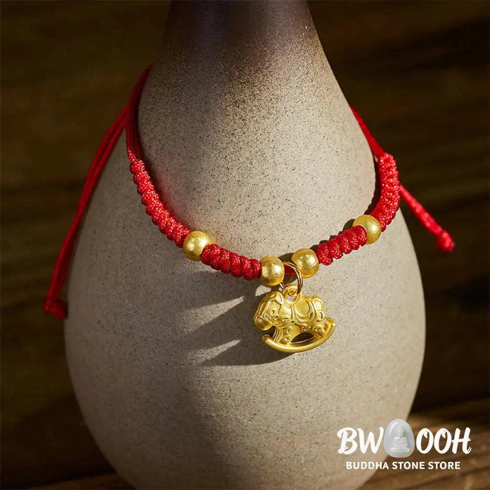 Buddha Stones Golden Year Of The Horse Red String Copper Strength Braided Bracelet - Bracelet
