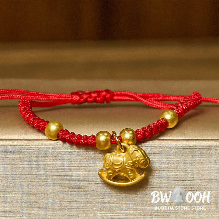 Buddha Stones Golden Year Of The Horse Red String Copper Strength Braided Bracelet - Bracelet