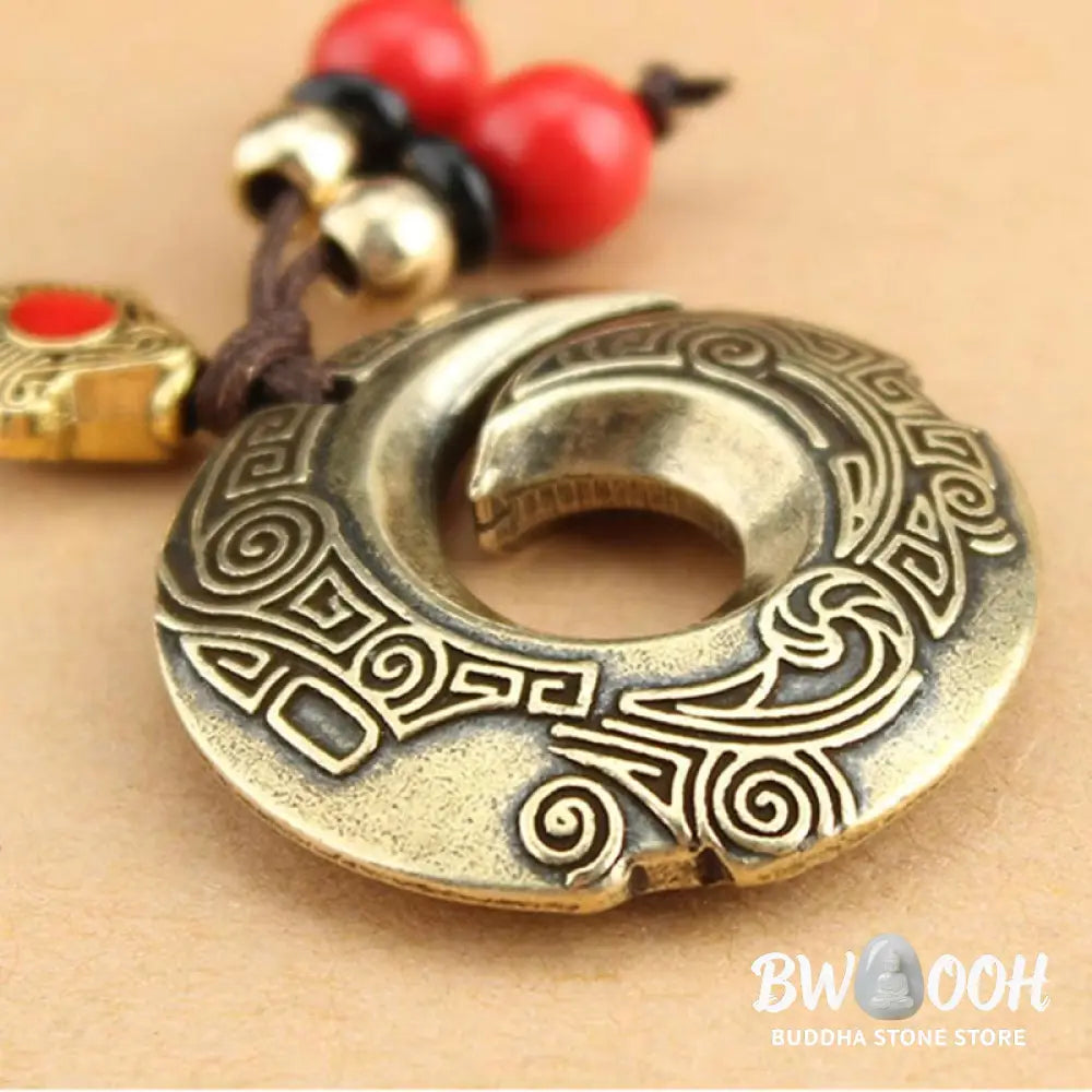 Buddha Stones Good Luck Fortune Copper Wealth Key Chain - Copper - Key Chain