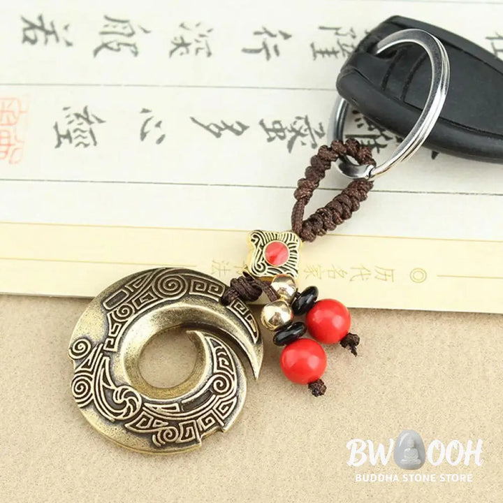 Buddha Stones Good Luck Fortune Copper Wealth Key Chain - Copper - Key Chain